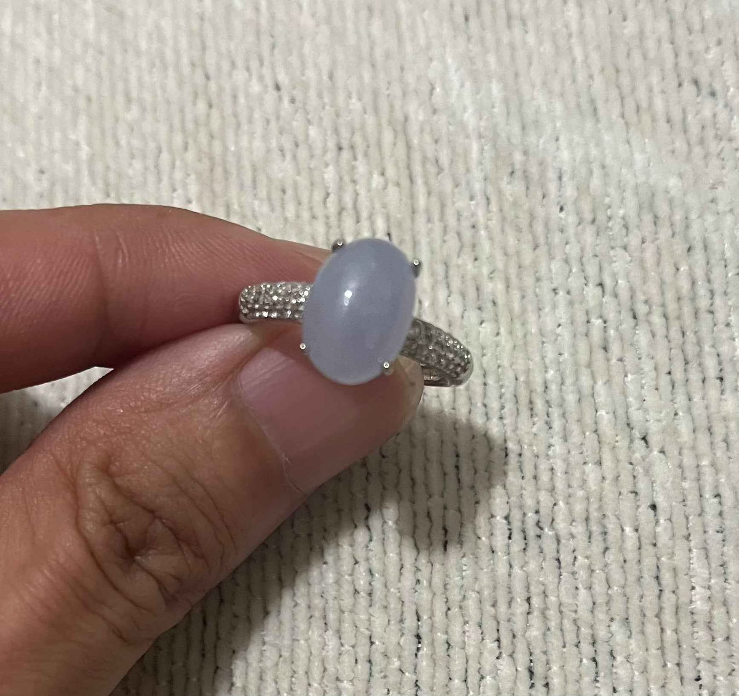 Jadeite Ring with sterling silver band