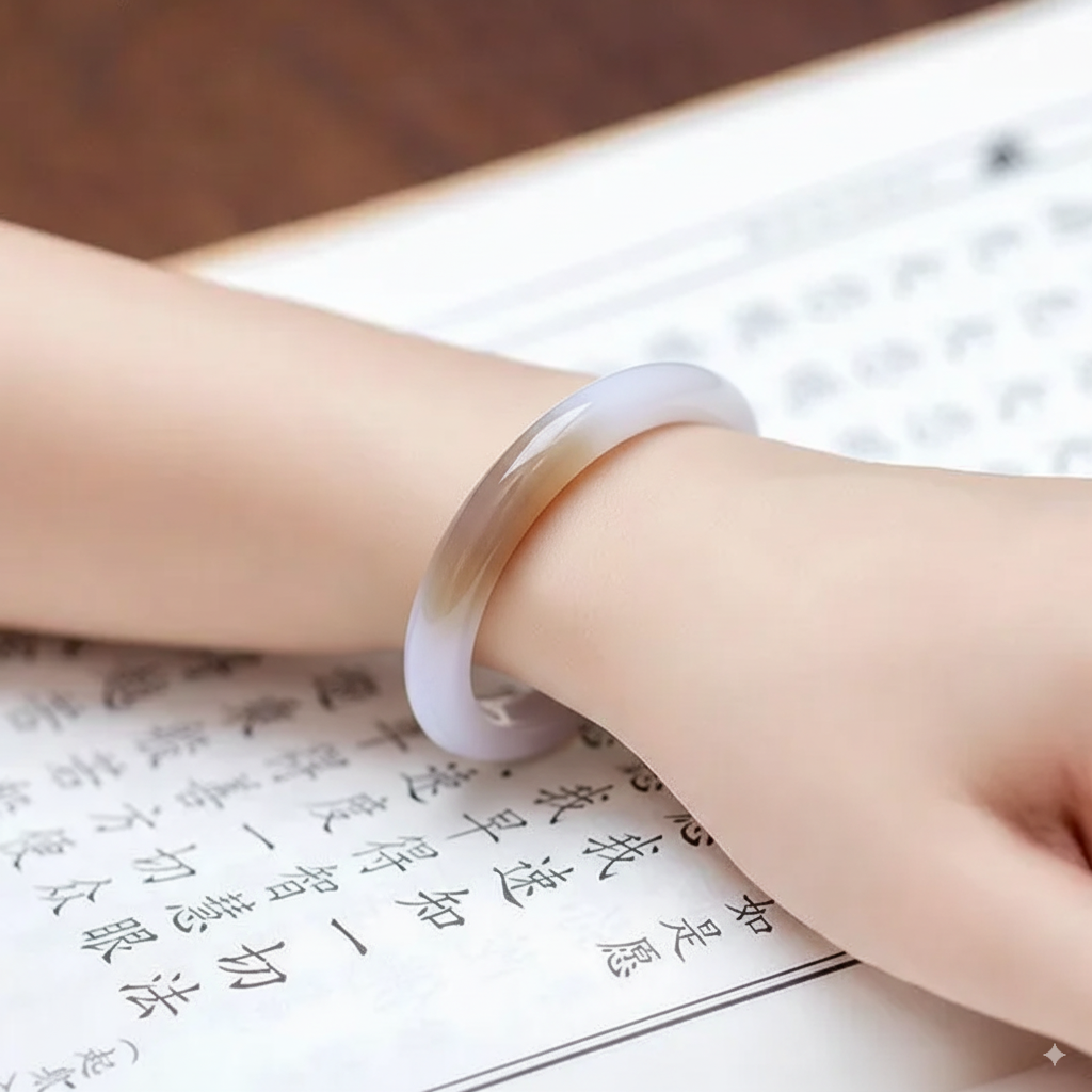 Yellow-White Hetian Jade(糖料和田玉)Bangle