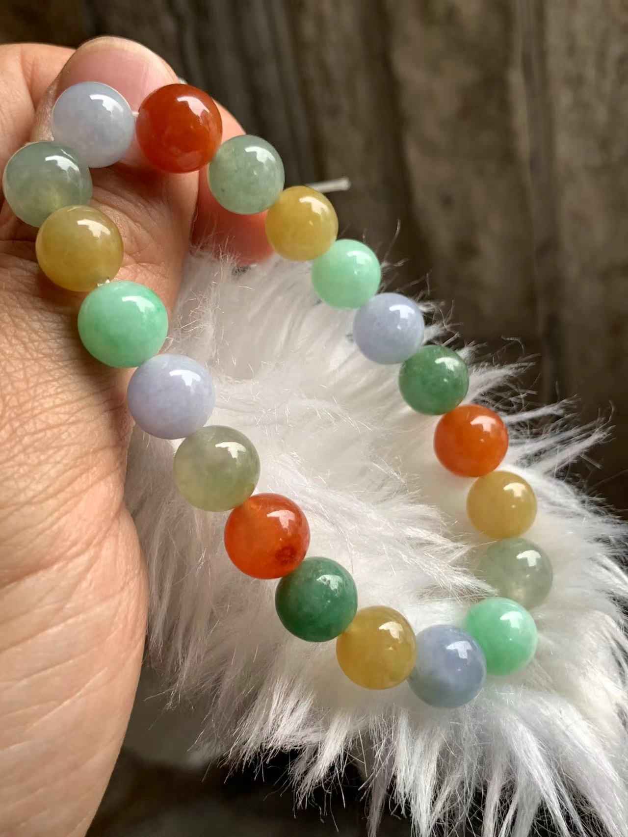 Authentic Jadeite Grade A Mixed Jade Bead Bracelet