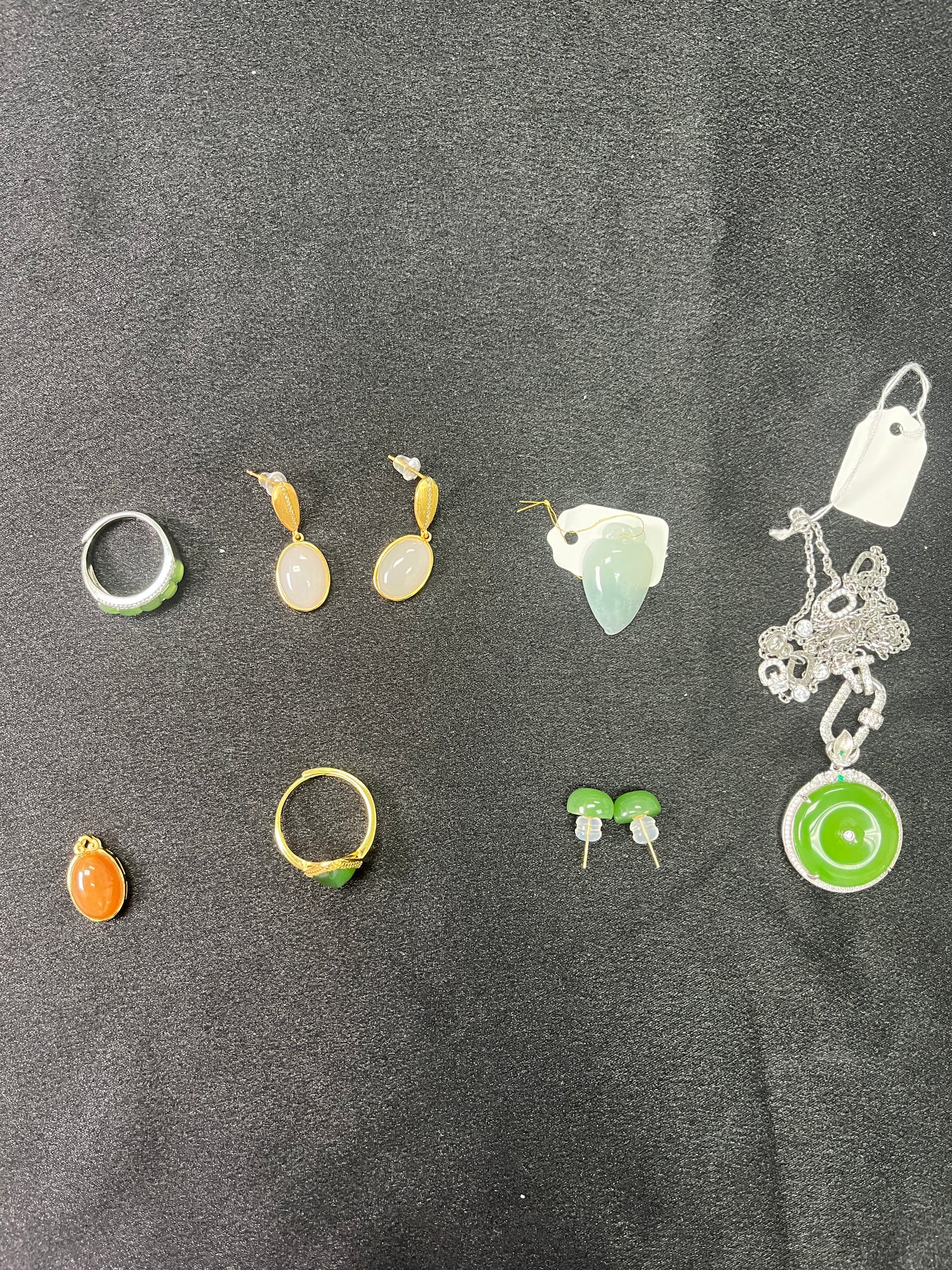 Jade earrings and Ring