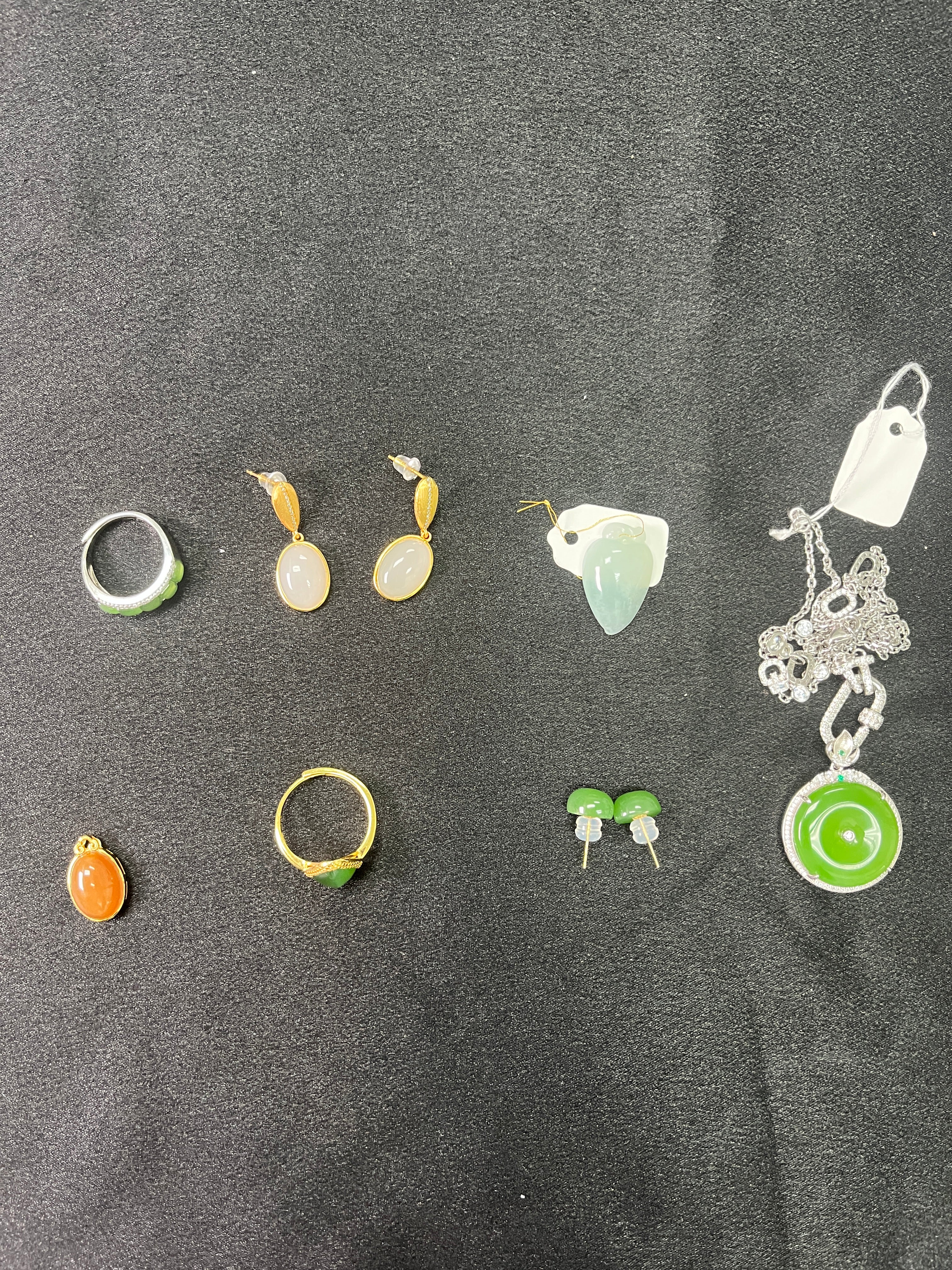 Jade earrings and Ring
