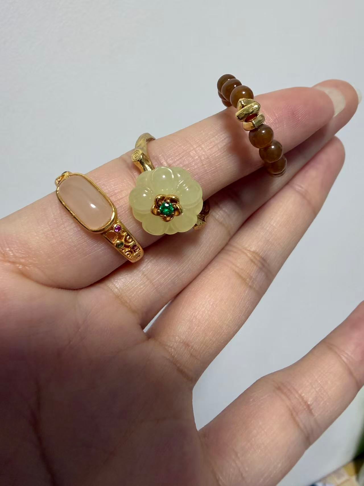 Elegant Set – Hetian Jade Rings with Silver Settings| SylviaJewel Vancouver