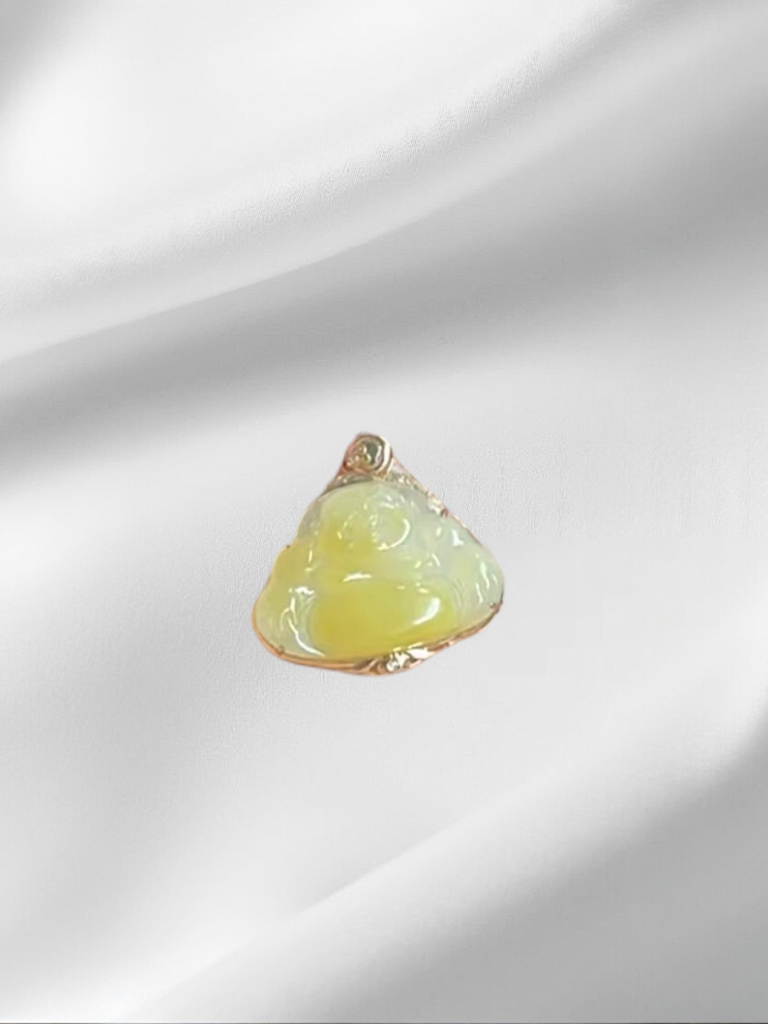 Yellow Jadeite Buddha Pendant | 18K Gold