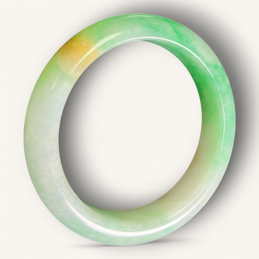 Spring Vitality – 绿色三彩翡翠手镯 | Jadeite Bangle