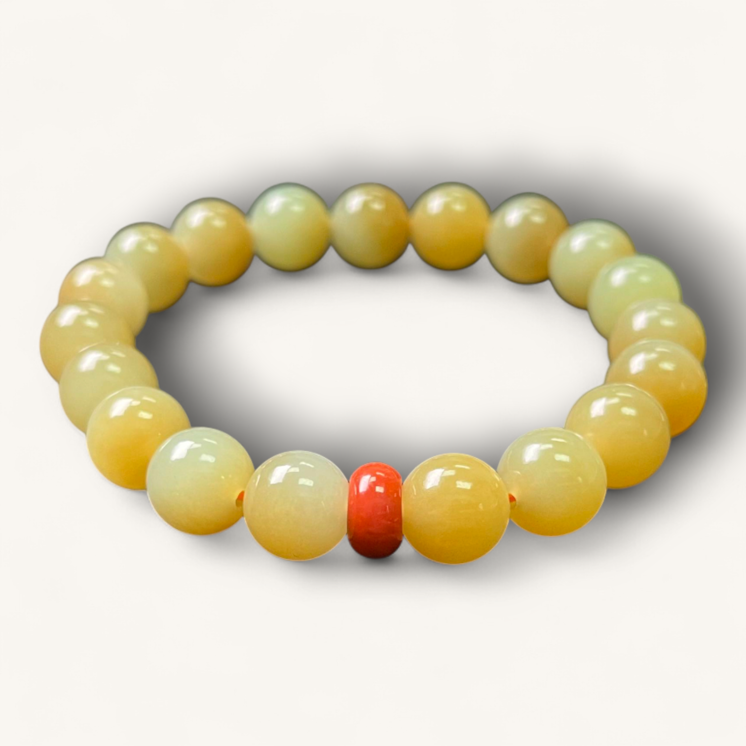和田糖色玉手串 | Hetian Honey-Tone Jade Bracelet