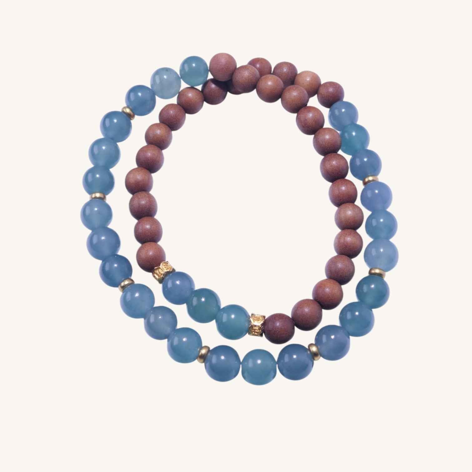 Jadeite Blue Water & Rosewood Bead Bracelet