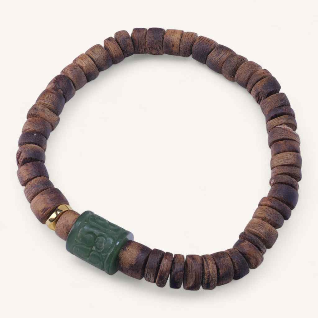 Rooted Spirit – Agarwood & Green Jade Protection Bracelet