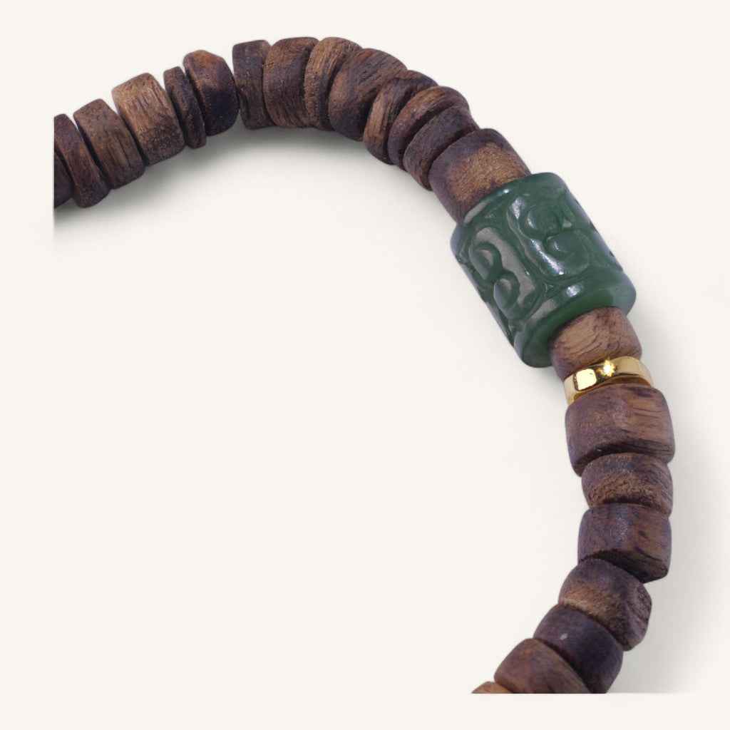 Rooted Spirit – Agarwood & Green Jade Protection Bracelet