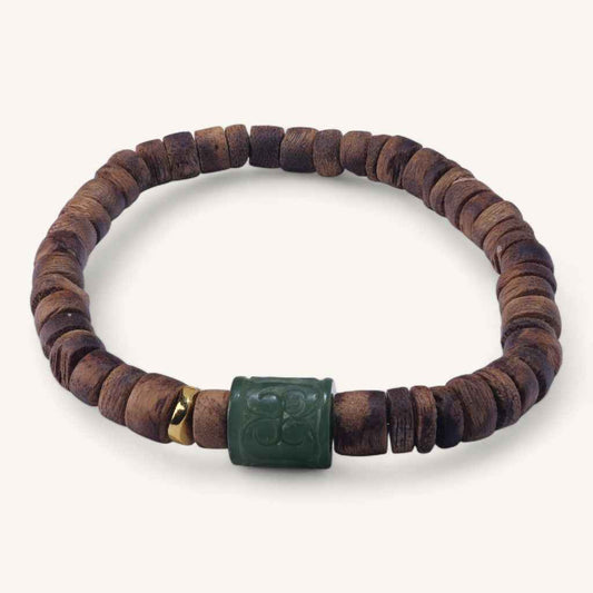Rooted Spirit – Agarwood & Green Jade Protection Bracelet
