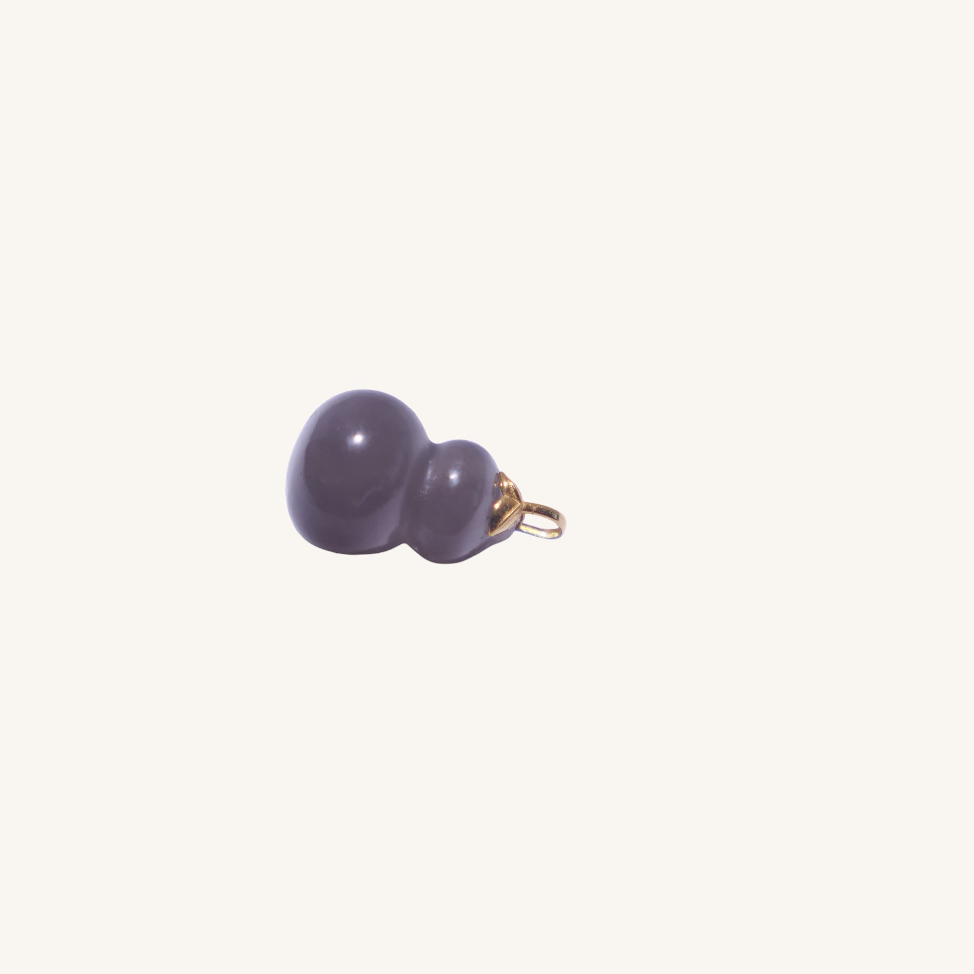 Smoky Lavender Hetian Jade(烟紫和田玉)Gourd Pendant with 18K Gold Mount - Sylvia Jewelry