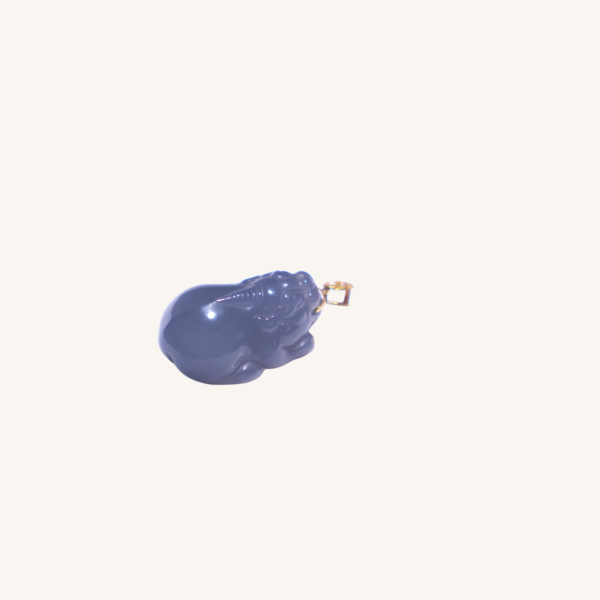 Guardian Wealth – Smoky Grey Hetian Jade(烟灰和田玉)Pixiu Pendant with Gold Bail - Sylvia Jewelry