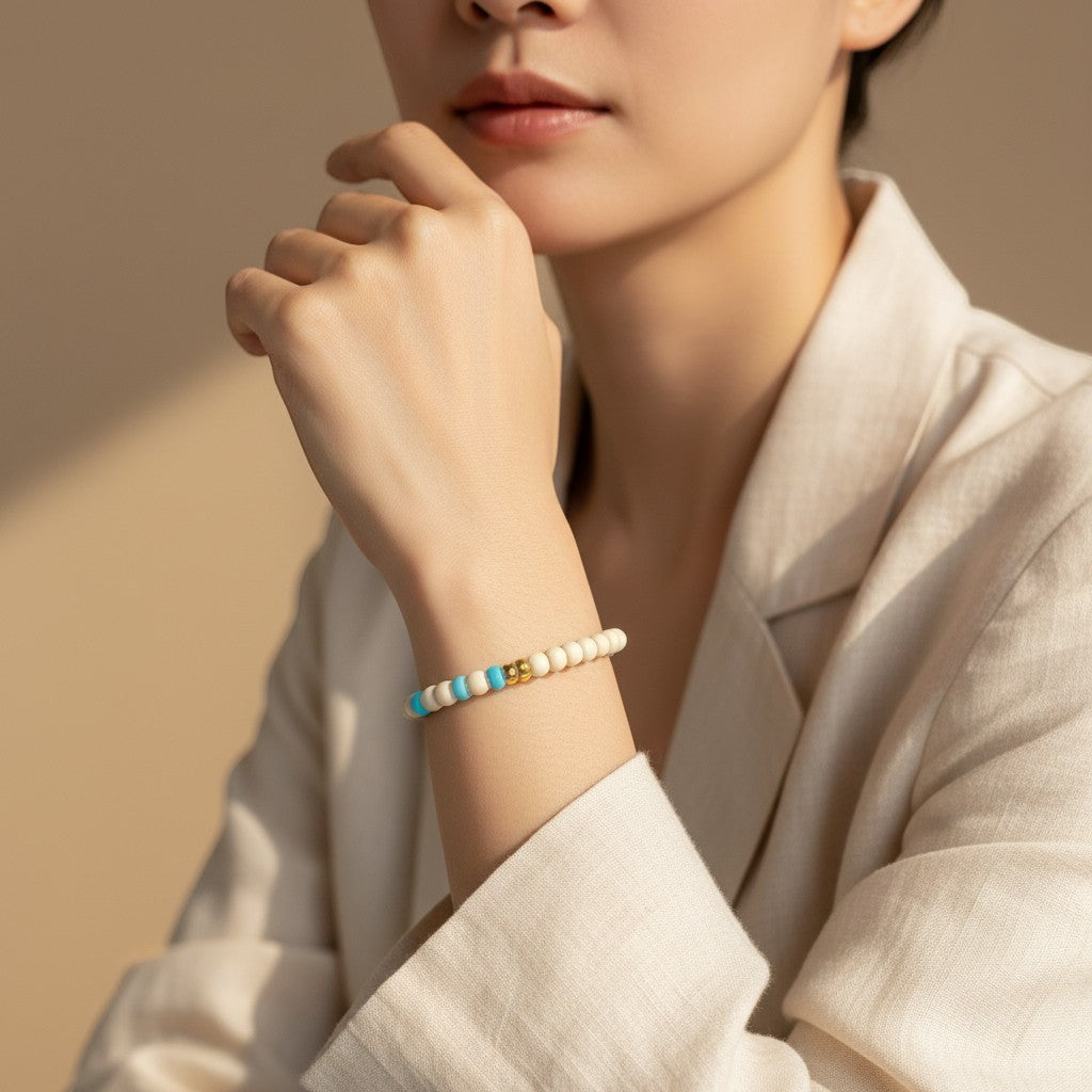 Ivory Calm – Mammoth Ivory & Turquoise Bracelet | Natural Bead Bracelet