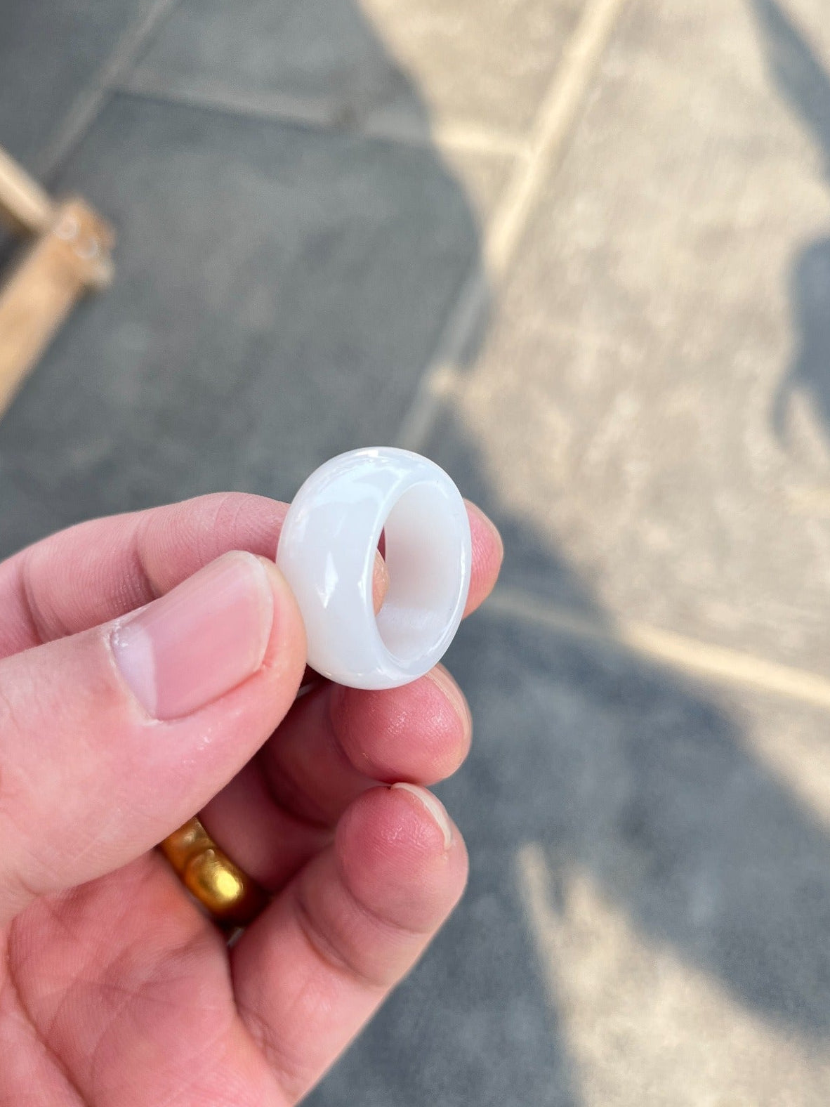 Hetian white jade ring handcrafted in Vancouver – SylviaJewel natural nephrite jewelry 羊脂白和田玉扳指戒