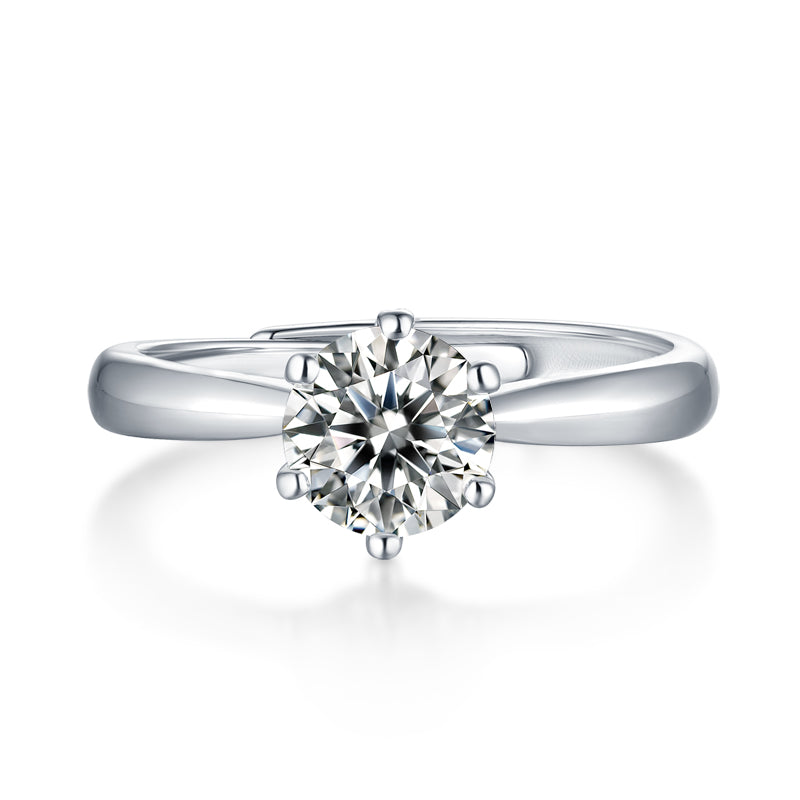 (Six-Prong setting)925 Sterling Silver Moissanite Ring