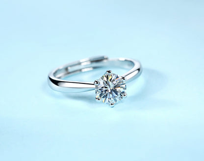 (Six-Prong setting)925 Sterling Silver Moissanite Ring