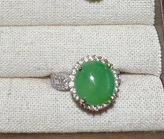 Jade ring with silver band