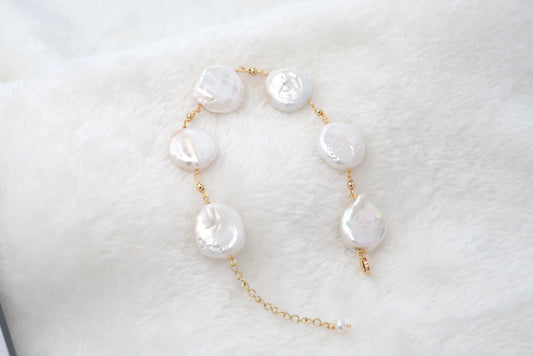 Handmade Pearl Bracelet with 14K Gold-filled wire