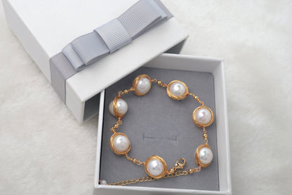 Handmade Pearl Bracelet with 14K Gold-filled wire