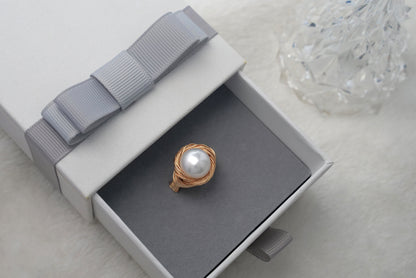 Handmade Pearl Ring with 14K Gold-filled wire