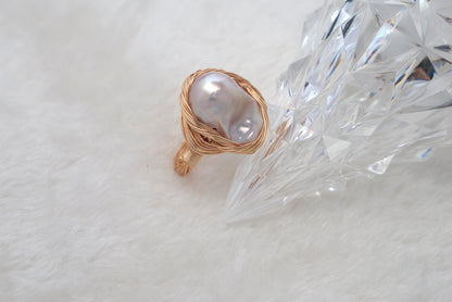 Handmade Pearl Ring with 14K Gold-filled wire