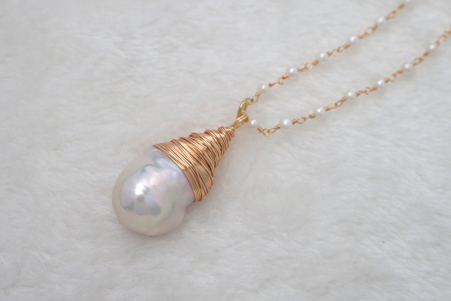 Handmade Pearl Pendent with 14K Gold-filled wire