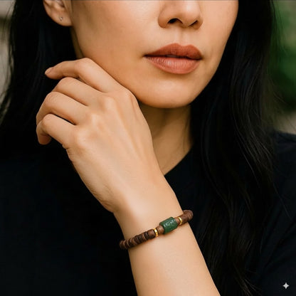 Rooted Spirit – Agarwood & Green Jade Protection Bracelet