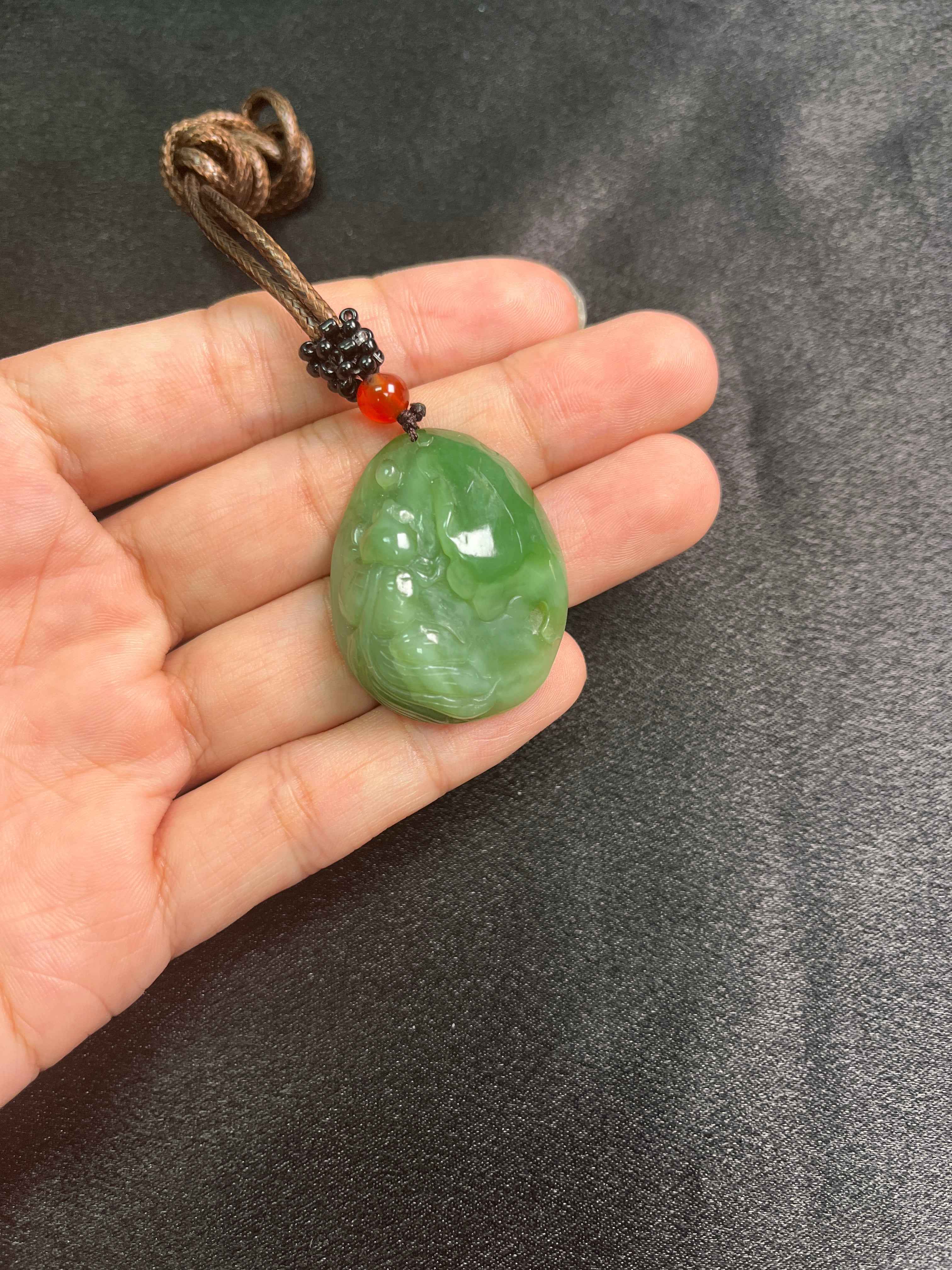 HeTian Green jade pendant |和田碧玉吊坠