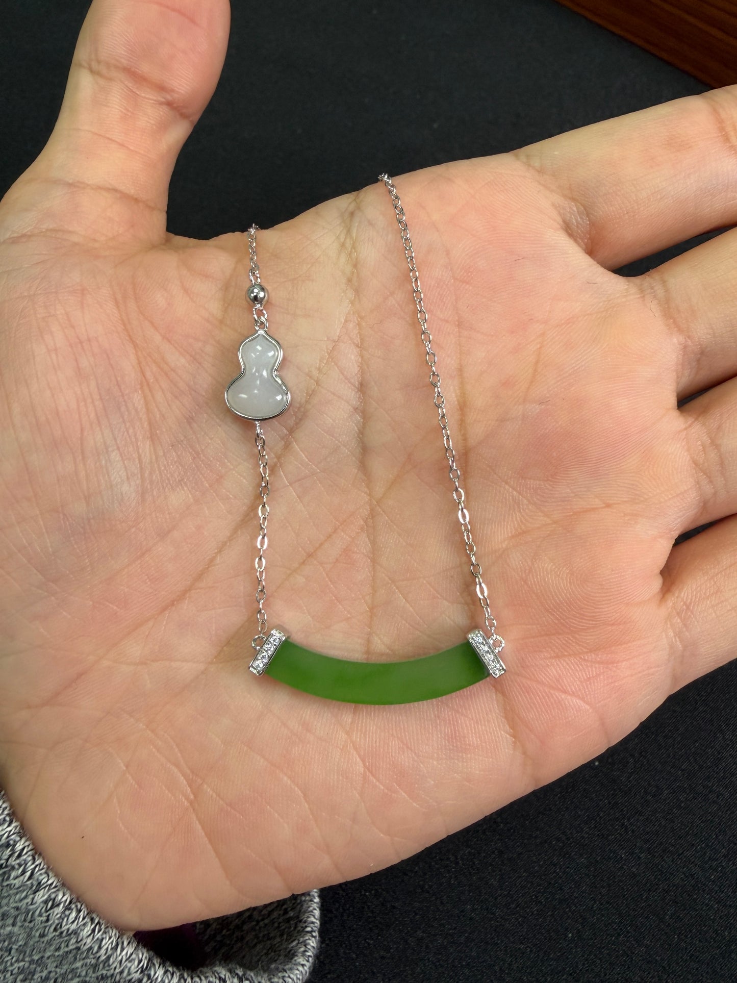 Hetian Green Jade Necklace in Silver | Minimalist Jade Jewelry Vancouver
