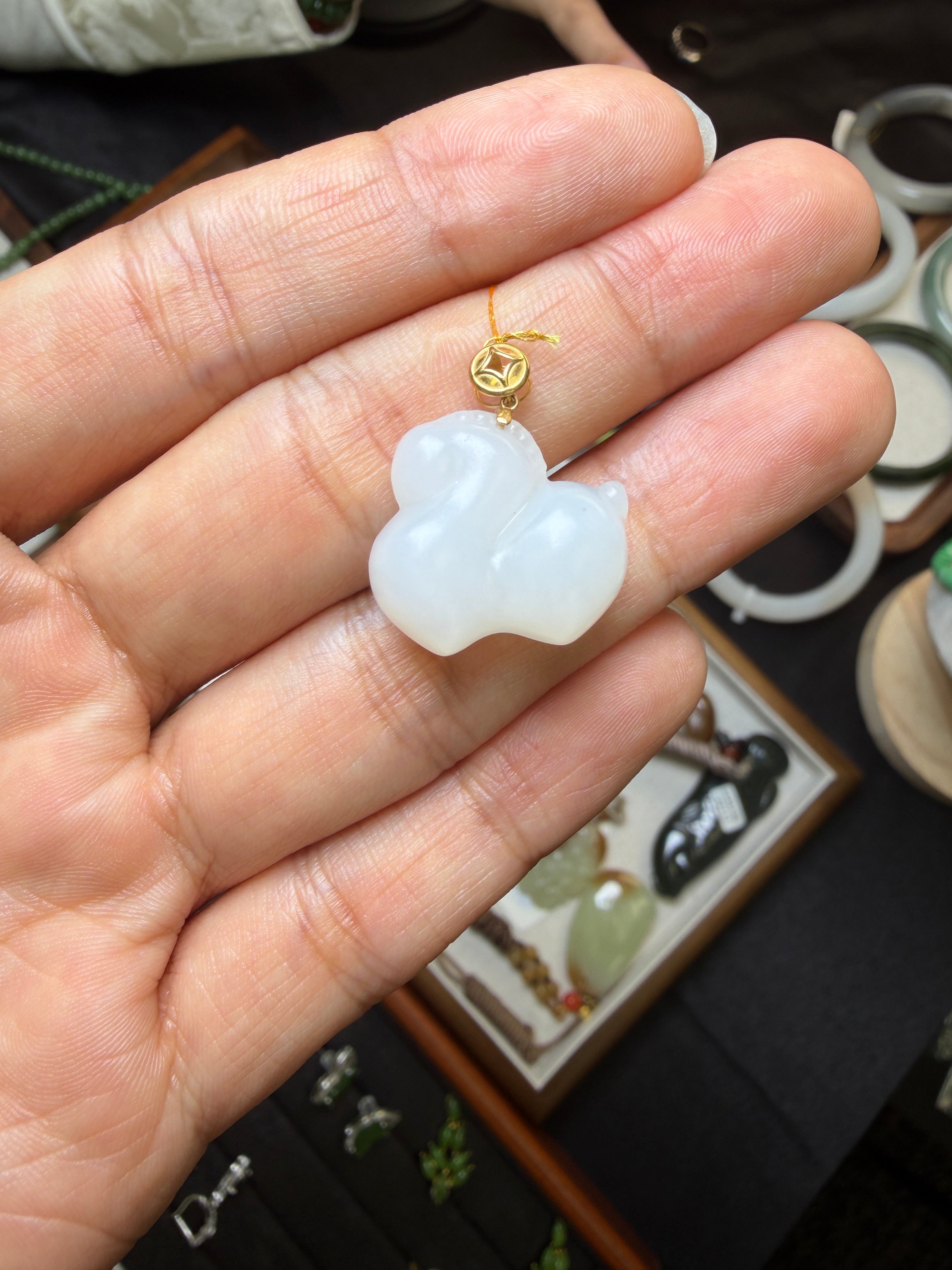 Pure Spirit – Natural Hetian White Jade Horse Pendant with 18kGold Bail | SylviaJewel Vancouver