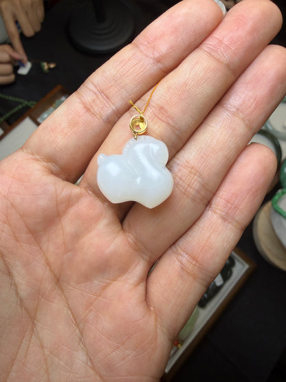 Pure Spirit – Natural Hetian White Jade Horse Pendant with 18kGold Bail | SylviaJewel Vancouver