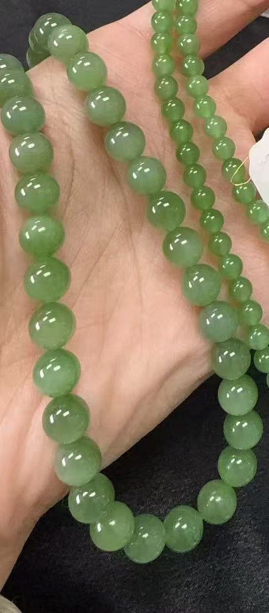 Hotian Green jade bead and jadeite bracelet| SylviaJewel Vancouver