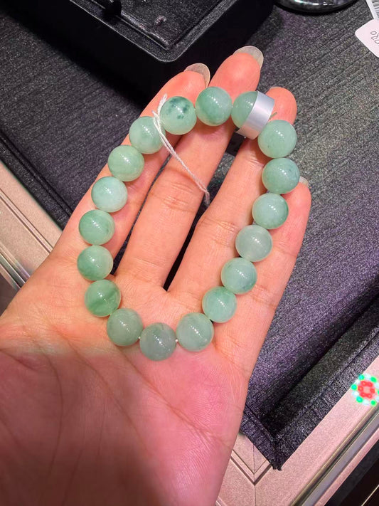 Hotian Green jade bead and jadeite bracelet| SylviaJewel Vancouver