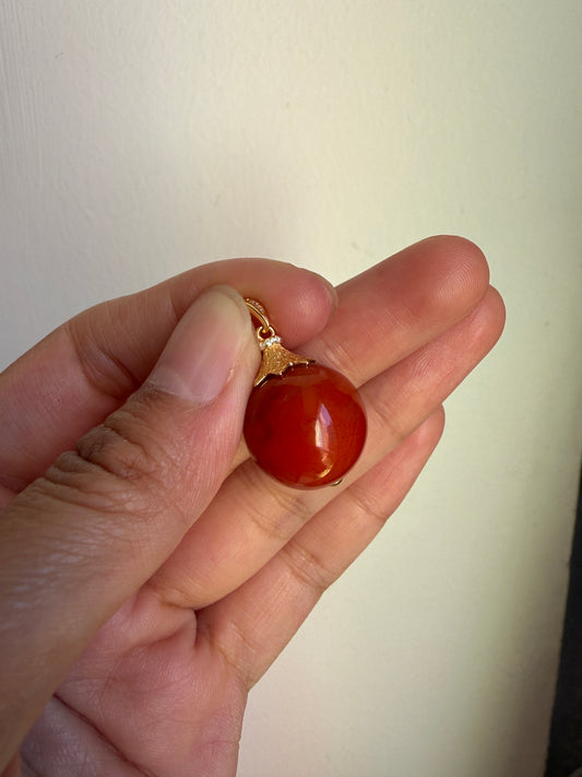 South Red Agate Cabochon Pendant | SylviaJewel Vancouver