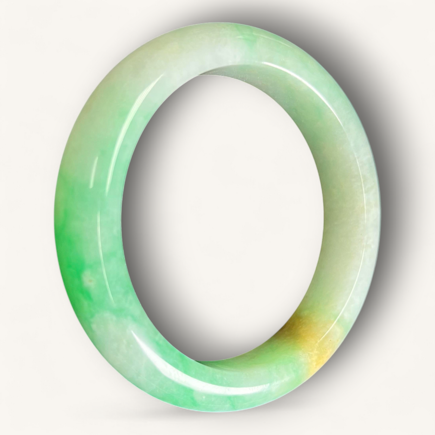 Spring Vitality – 绿色三彩翡翠手镯 | Jadeite Bangle