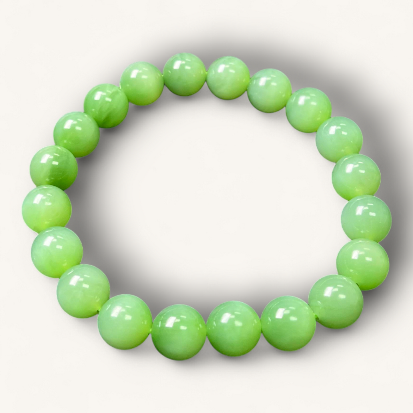 和田碧玉圆珠手串 | Hetian Green Jade Bracelet