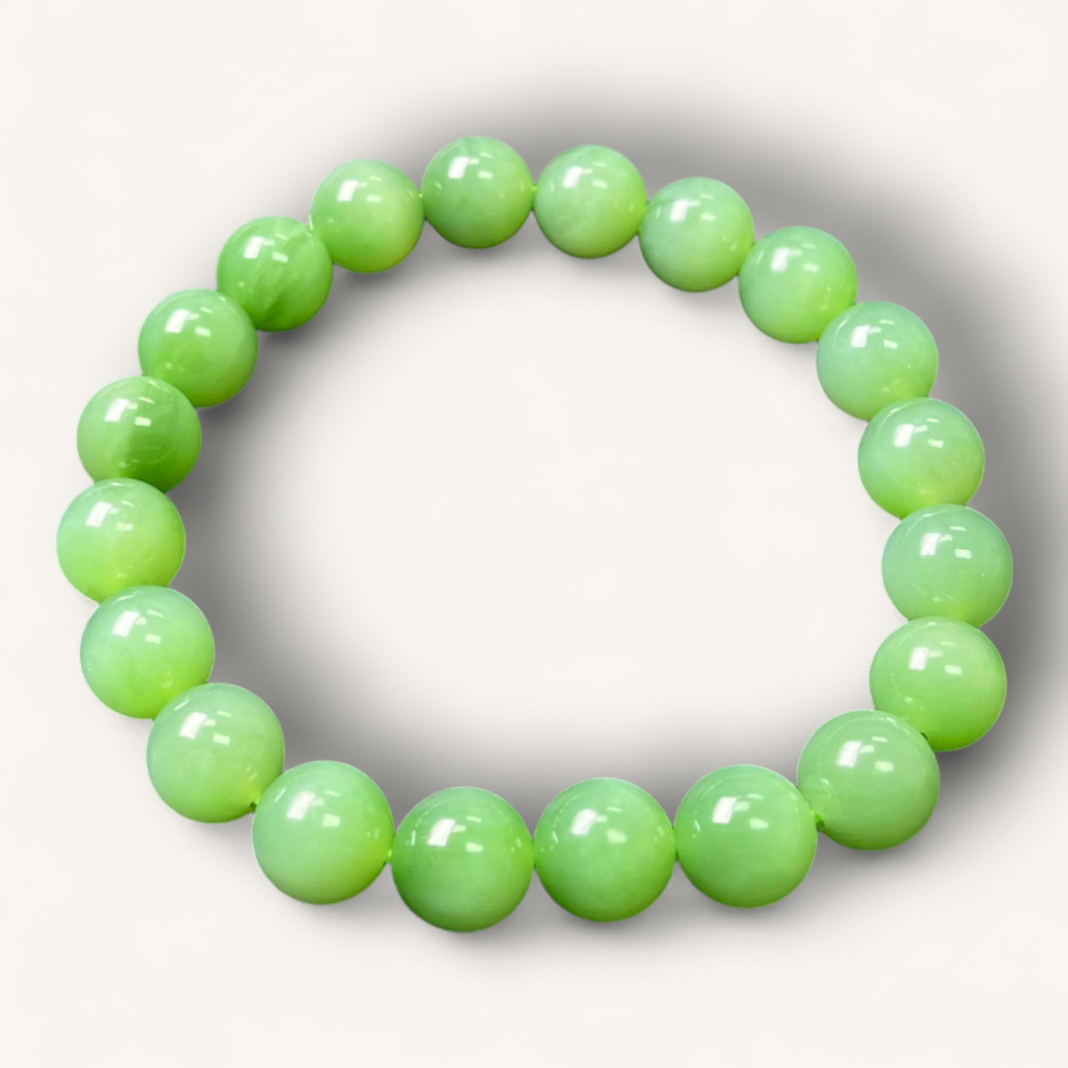 和田碧玉圆珠手串 | Hetian Green Jade Bracelet