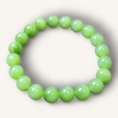 和田碧玉圆珠手串 | Hetian Green Jade Bracelet