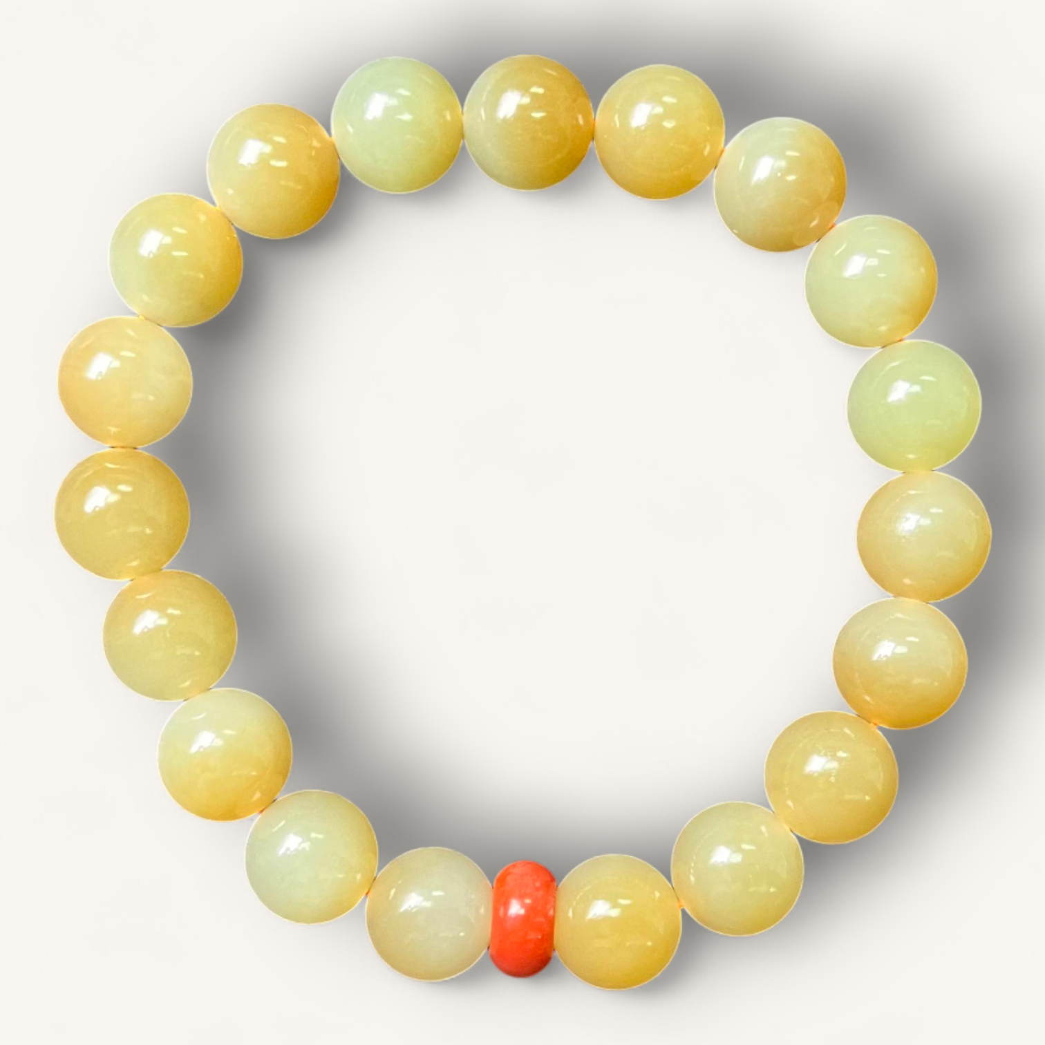 和田糖色玉手串 | Hetian Honey-Tone Jade Bracelet