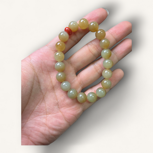 和田糖色玉手串 | Hetian Honey-Tone Jade Bracelet