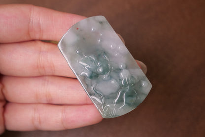 Natural Jade Pendant with Carved Fish Design