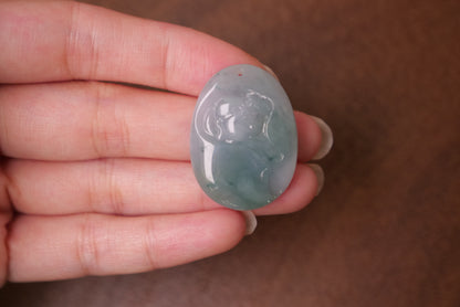 Exquisite Natural Jade Buddha Pendant: Hand-Carved Icy Green Jadeite for Spiritual Protection