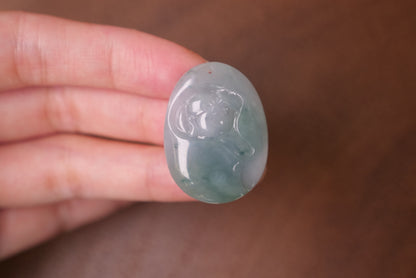 Exquisite Natural Jade Buddha Pendant: Hand-Carved Icy Green Jadeite for Spiritual Protection