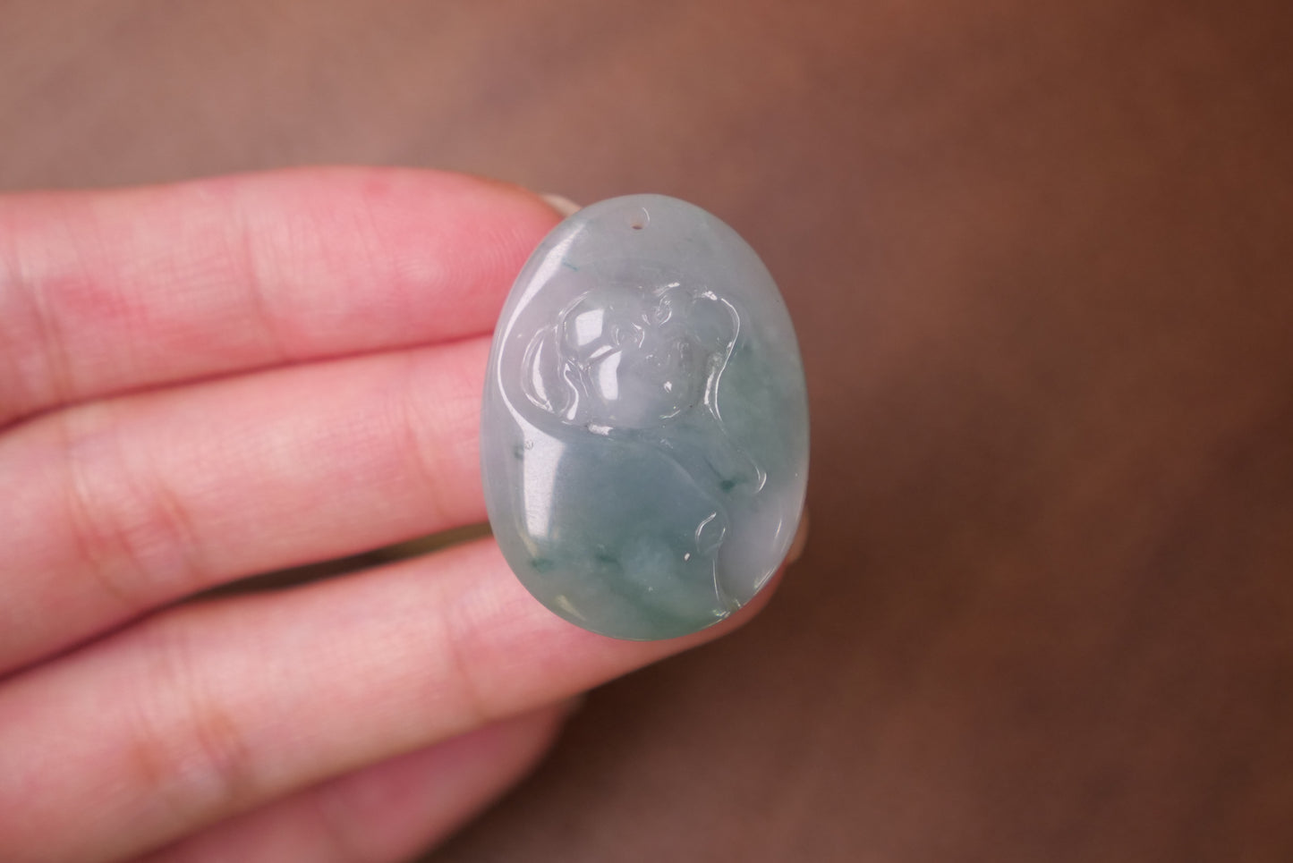 Exquisite Natural Jade Buddha Pendant: Hand-Carved Icy Green Jadeite for Spiritual Protection