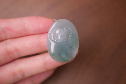 Exquisite Natural Jade Buddha Pendant: Hand-Carved Icy Green Jadeite for Spiritual Protection