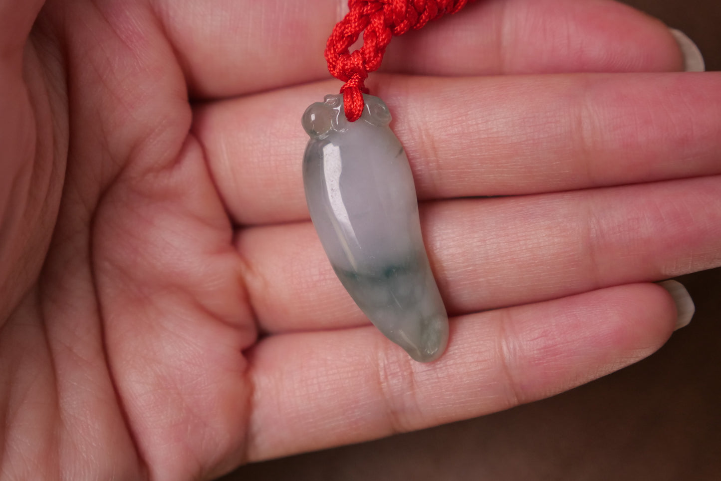 Happiness Gourd Design: Hand-Carved Natural Jadeite Pendant