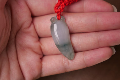 Happiness Gourd Design: Hand-Carved Natural Jadeite Pendant