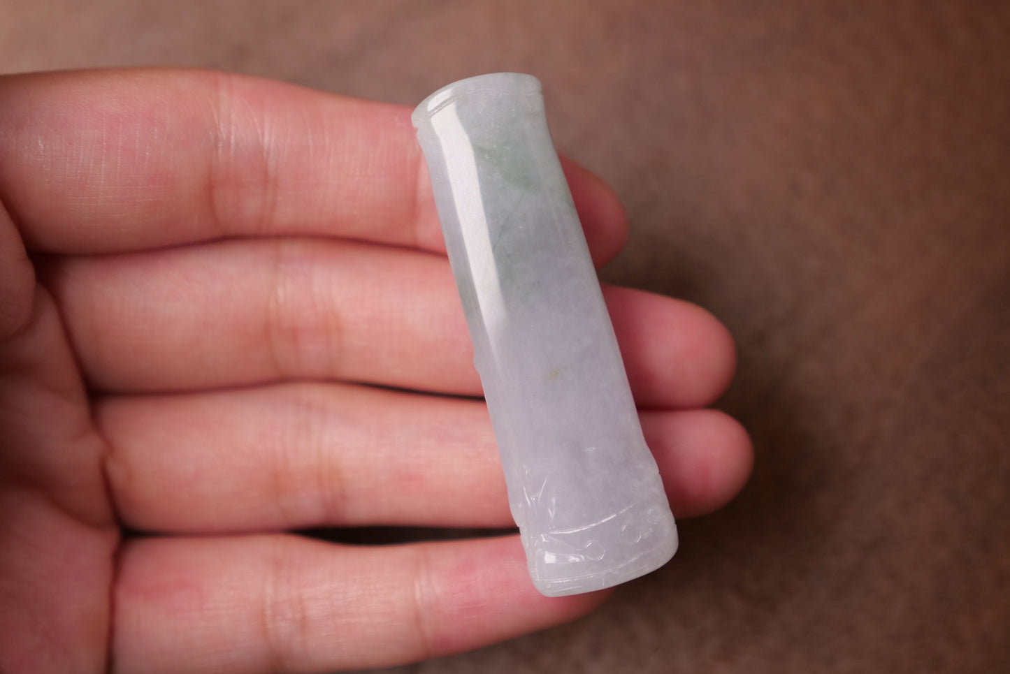 Bamboo Design: Hand-Carved Natural Jadeite Pendant