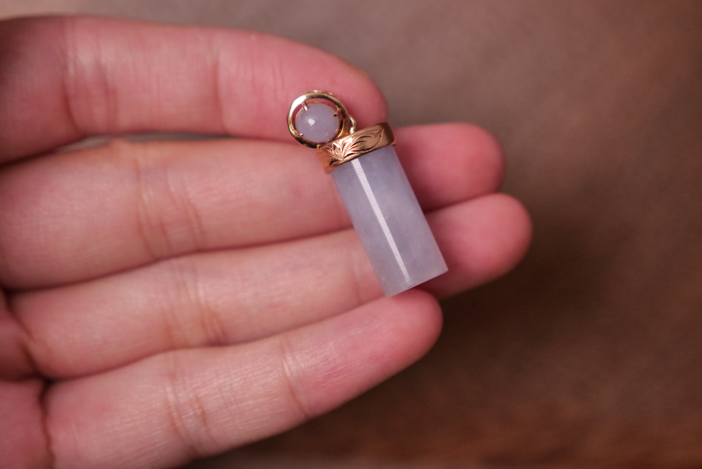 Lavender Jade Pendant with 18k Gold Accents