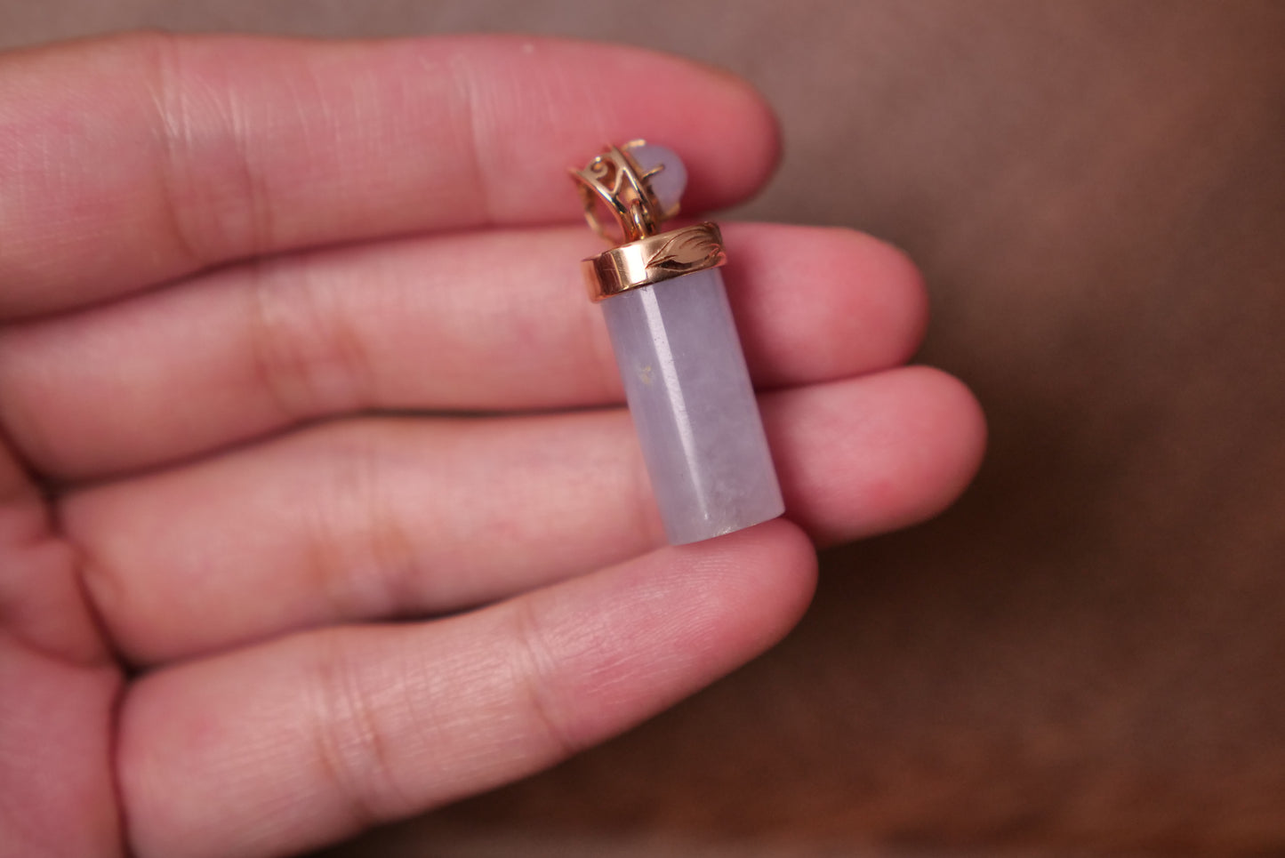 Lavender Jade Pendant with 18k Gold Accents