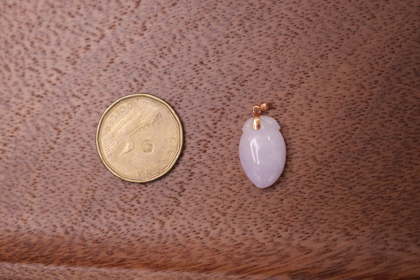 Lavender Jade Peach Pendant: Natural Jadeite with 18K Gold Bail